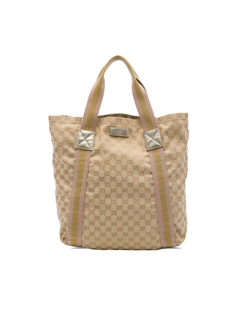 Gucci Gg Canvas Web Tote Pre-Loved #362366G49B